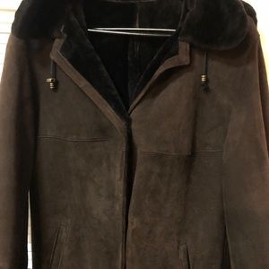 Brown vintage shearling suede coat size - 6
